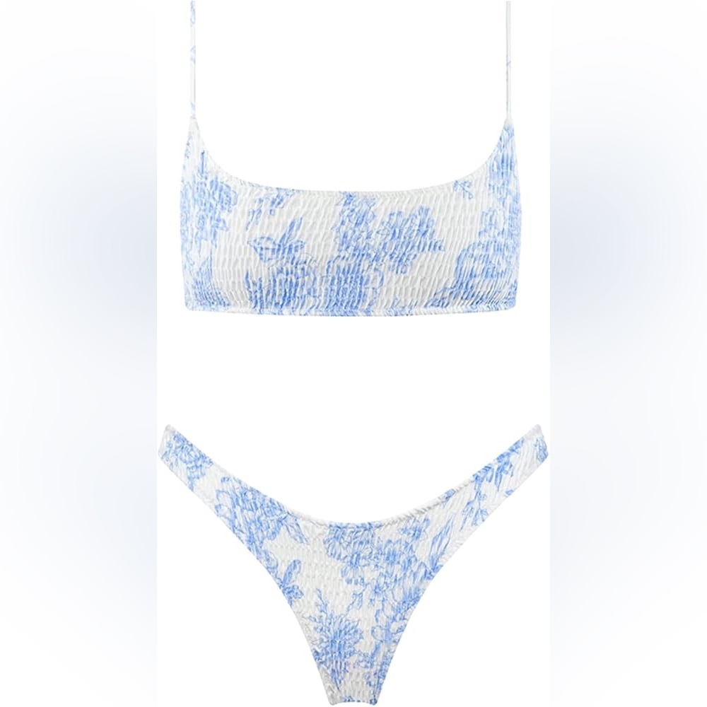 Triangl Blue and White Floral Bikini Set Size Small